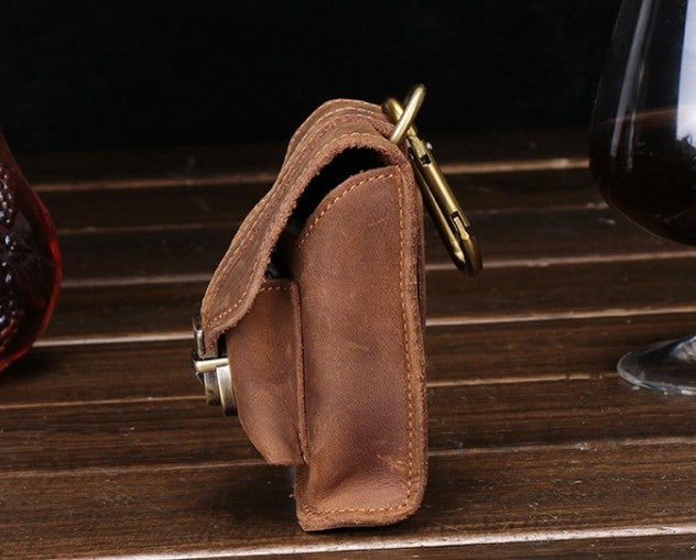 Cool Brown Leather Cigarette Case Belt Pouches BELT Cigarette Holder For Men