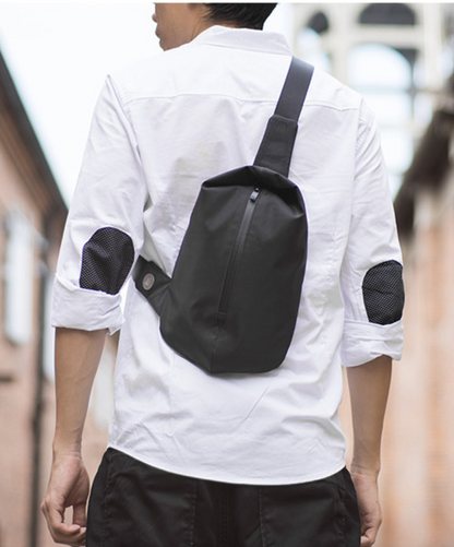 Cool OXFORD CLOTH PVC Men's Sling Bag Black One Shoulder Backpack For Men