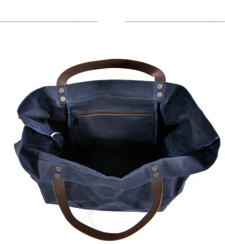 Cool Canvas Leather Mens Casual Waterproof Tote Bag Shoulder Bag Tote Purse For Men