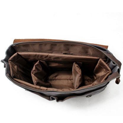 Waxed Canvas Leather Mens Waterproof Black 14¡®¡¯ Camera Bag Shoulder Bag Messenger Bag For Men