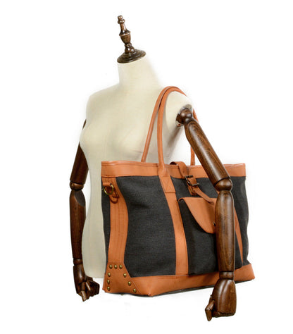 Cool Canvas Leather Mens Womens Casual Shopping Bag Tote Bag Shoulder Bag Tote Purse For Men