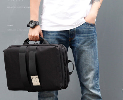 Cool PVC Canvas Men's Black Messenger Bag Travel Backpack 15.5'' Blue Handbag For Men