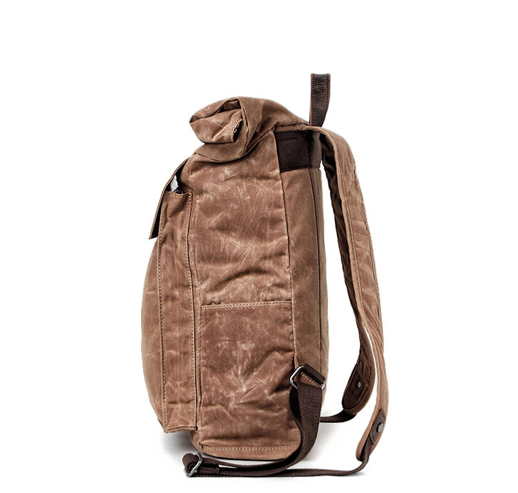 Cool Waxed Canvas Mens Waterproof 15.6'' Travel Backpack Hiking Backpack for Men