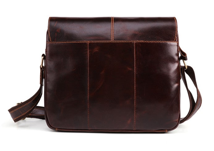 Cool Dark Brown Vintage Leather Small Side Bag Messenger Bag Shoulder Bags For Men