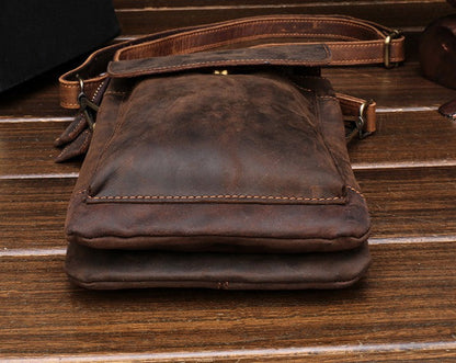 Cool Dark Brown Leather Mens Belt Pouch Small Side Bag Belt Bag For Men