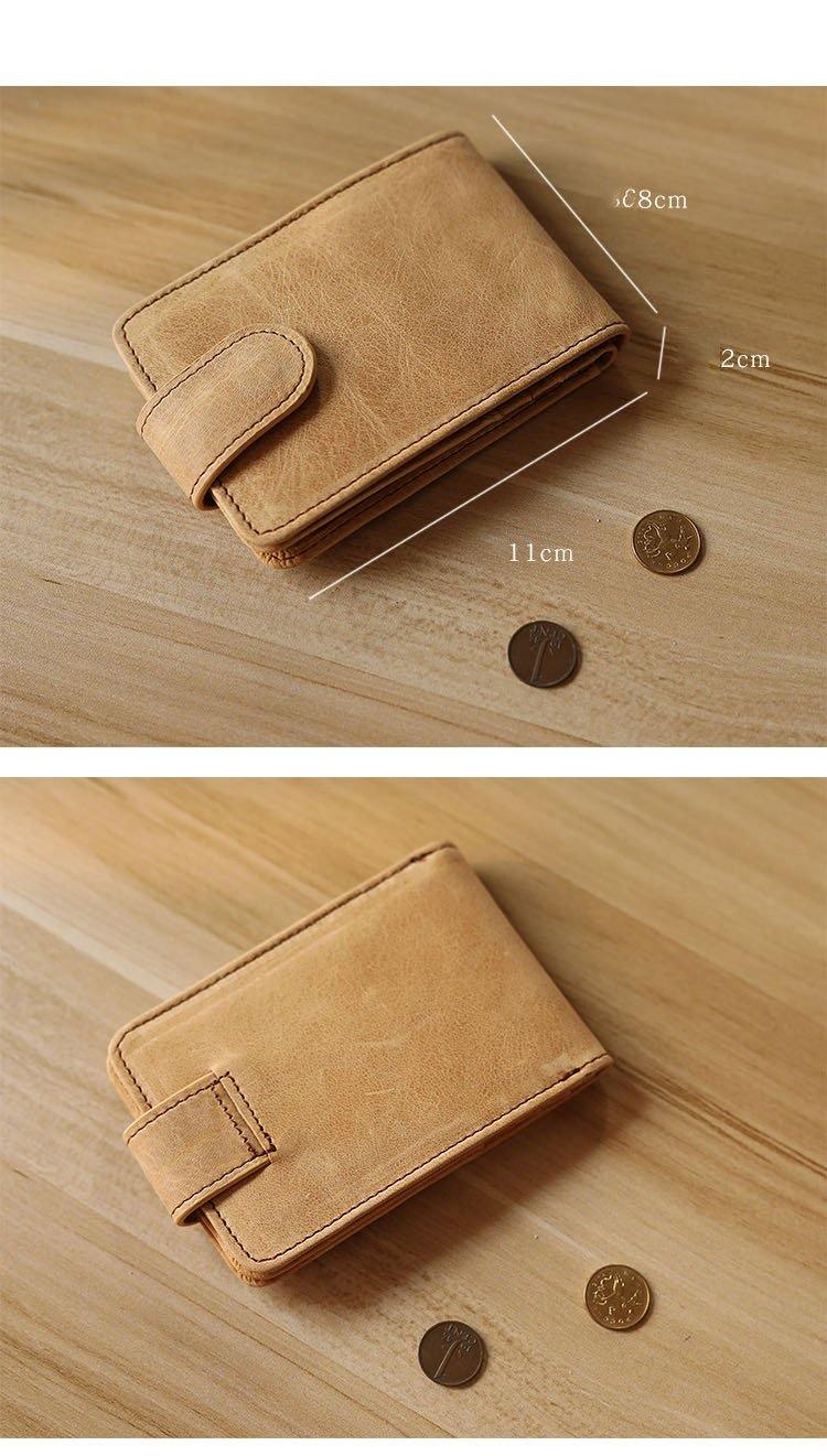 Cool Leather Mens Card billfold Wallet Trifold SMall Bifold License Wallet Camel Card Holders For Men