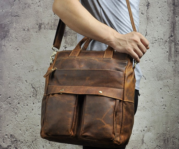 Cool Leather Vintage Brown Handbag Mens Backpacks Travel Backpack School Backpack for Men