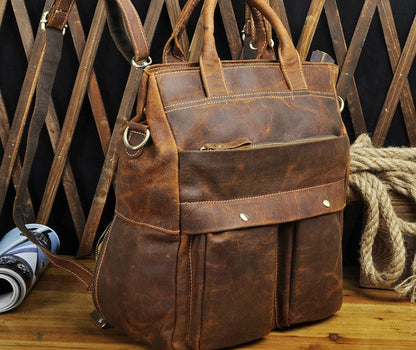 Cool Leather Vintage Brown Handbag Mens Backpacks Travel Backpack School Backpack for Men