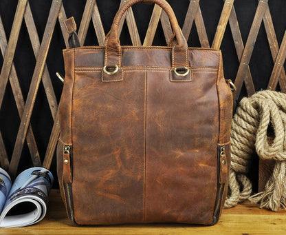 Cool Leather Vintage Brown Handbag Mens Backpacks Travel Backpack School Backpack for Men