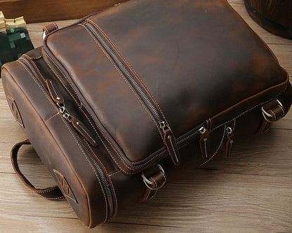 Cool Leather Vintage Dark Brown Mens 16inch Laptop Backpacks Vintage School Backpack Travel Backpack Bags for Men