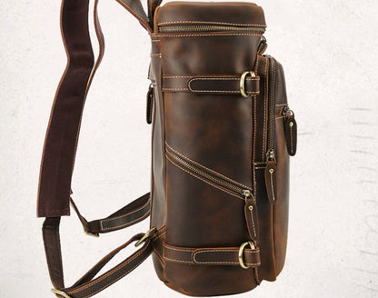 Cool Leather Vintage Dark Brown Mens 16inch Laptop Backpacks Vintage School Backpack Travel Backpack Bags for Men