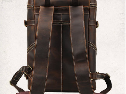 Cool Leather Vintage Dark Brown Mens 16inch Laptop Backpacks Vintage School Backpack Travel Backpack Bags for Men