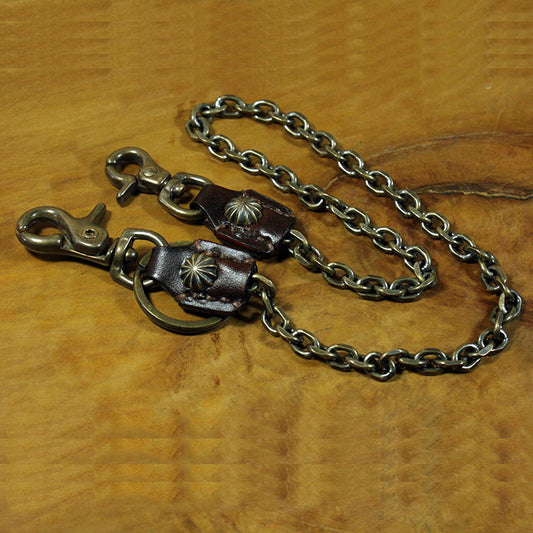 Cool Men's Handmade Vintage Brass Pants Chain Biker Wallet Chain For Men