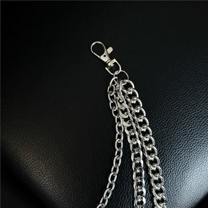 Cool Men's Silver Long Triple Pants Chain Punk Long Biker Wallet Chain For Men