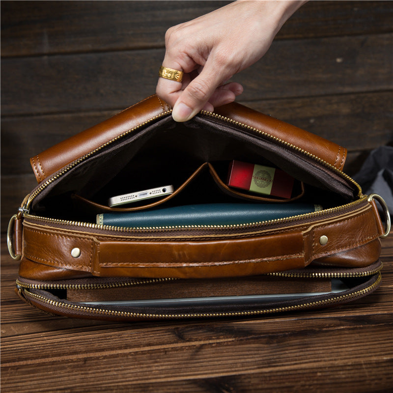 Cool Leather Small Side Bag Handbag Work Bag Business Bag Shoulder Bags For Men