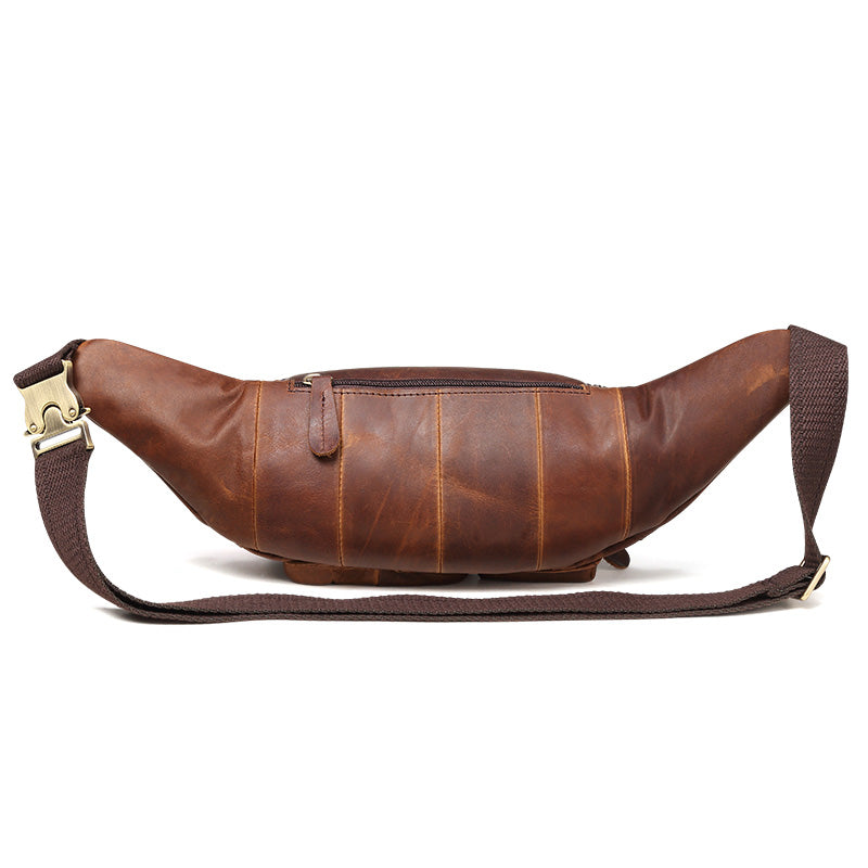 Cool Leather Bum Bag Mens Fanny Packs Slim Hip Bag Brown Waist Bags For Men