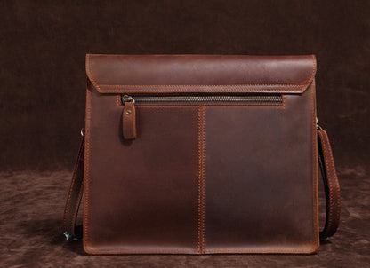 Cool Vintage Dark Brown Leather Mens Courier Bags Small Side Bags Messenger Bag For Men