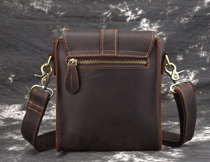 Cool Vintage Brown Leather Mens Tablet Messenger Bag Small Side Bag Messenger Bags For Men