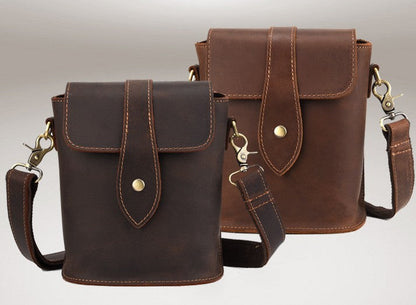 Cool Vintage Brown Leather Mens Tablet Messenger Bag Small Side Bag Messenger Bags For Men