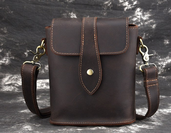 Cool Vintage Brown Leather Mens Tablet Messenger Bag Small Side Bag Messenger Bags For Men