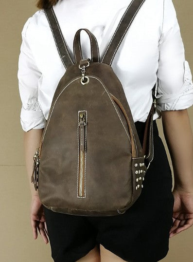 Cool Brown Mens Small Backpacks Vintage School Backpack Travel Backpack Bags for Men