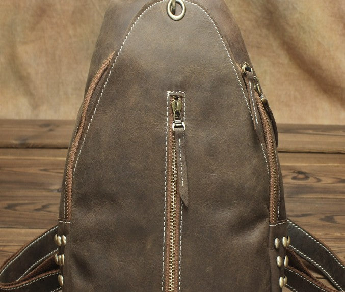 Cool Brown Mens Small Backpacks Vintage School Backpack Travel Backpack Bags for Men