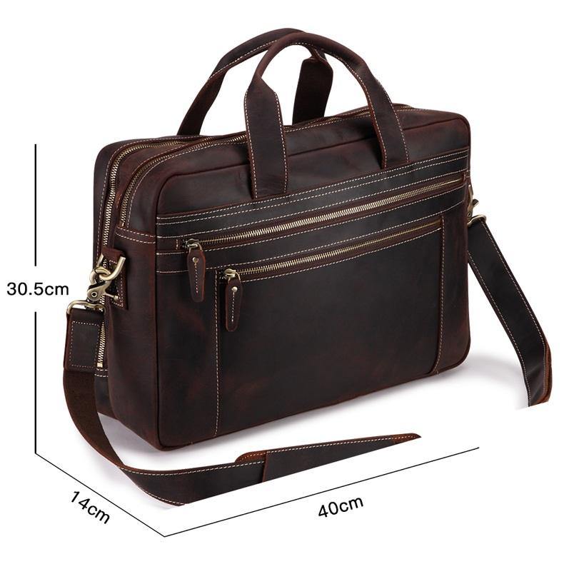 Dark Brown Large Leather Men's Professional Briefcase 17¡®¡¯ Laptop Handbag Briefcase Business Briefcase For Men