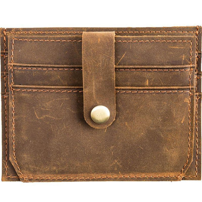 Dark Brown Cool Leather Mens Slim Front Pocket Wallet Small Wallets Card Wallet Card Wallet for Men