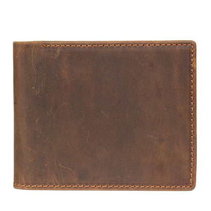 Cool Brown Leather Mens Bifold Small Wallet Thin Front Pocket Wallet Trifold billfold Wallet for Men