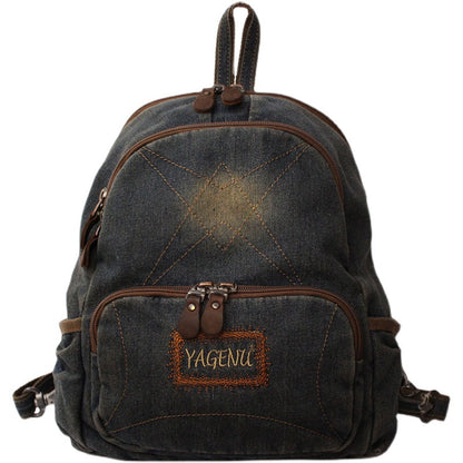 Vintage Denim Backpack School Backpack Womens Blue Denim School Rucksack For Women