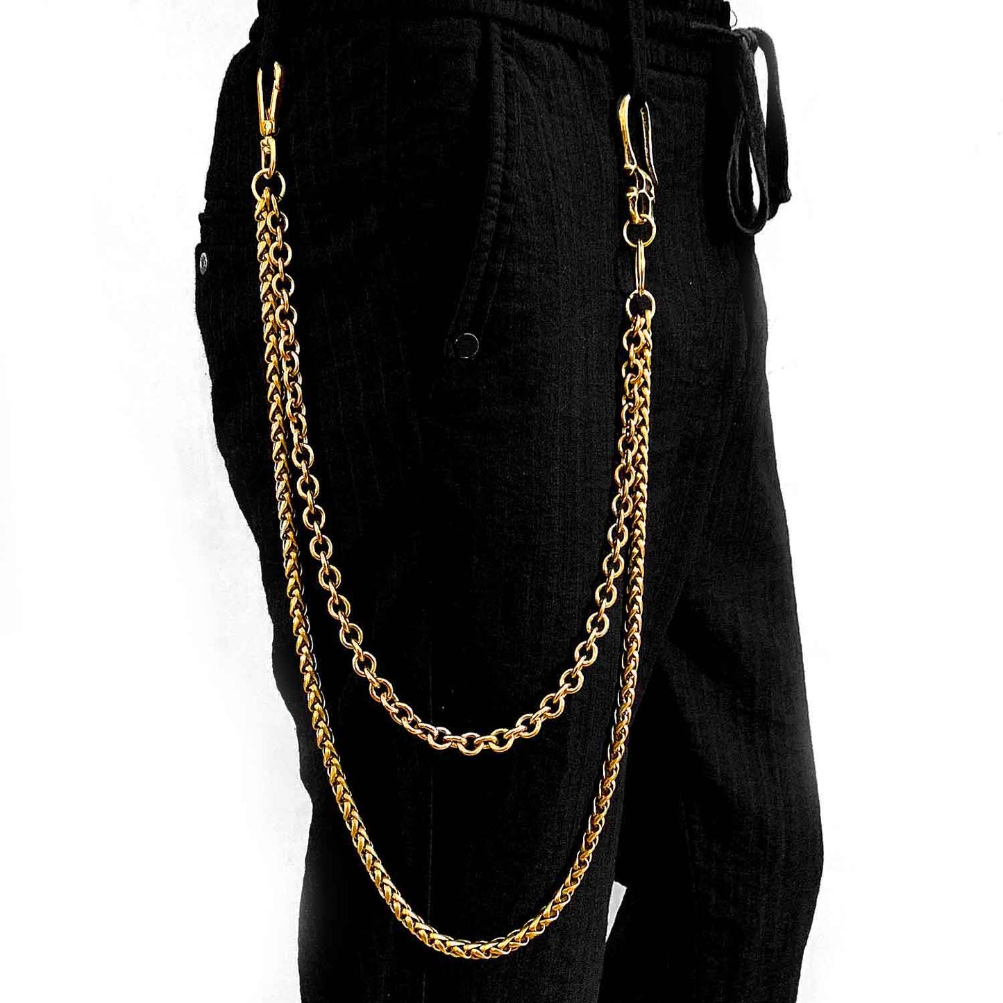 Badass Gold Double Long Skull Biker Wallet Chain Pants Chain wallet Chain For Men