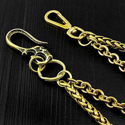 Badass Gold Double Long Skull Biker Wallet Chain Pants Chain wallet Chain For Men