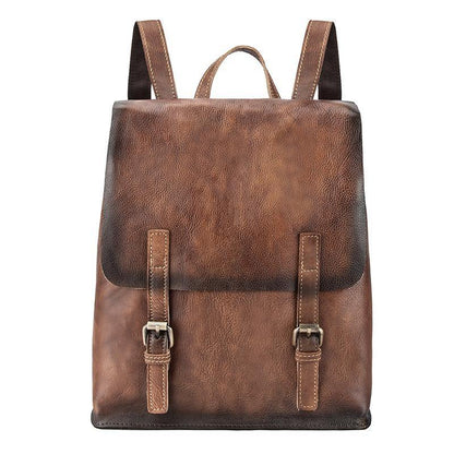 Fashion Brown LEATHER MEN'S College Backpack Travel Backpack Satchel School Backpack For Men