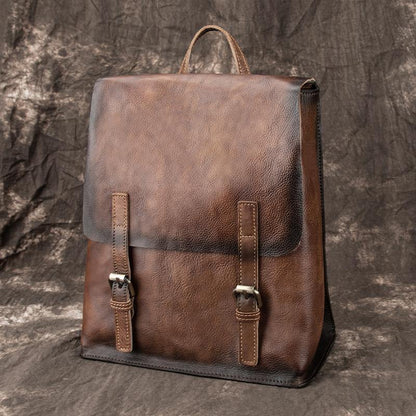 Fashion Brown LEATHER MEN'S College Backpack Travel Backpack Satchel School Backpack For Men