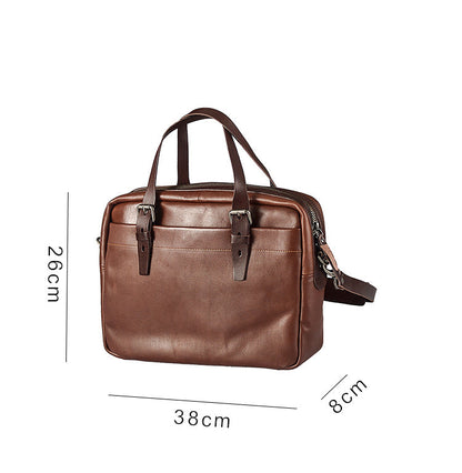 Fashion Leather Mens Cool Black Business Bag 13'' Messenger Bag Briefcase Brown Work Bag Laptop Bag for men