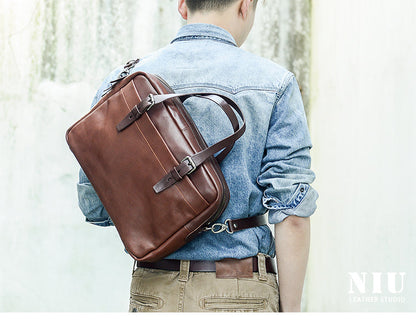 Fashion Leather Mens Cool Black Business Bag 13'' Messenger Bag Briefcase Brown Work Bag Laptop Bag for men