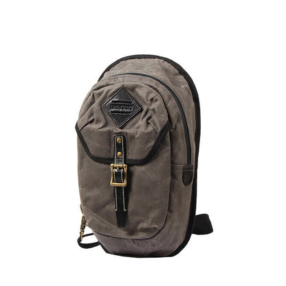 Fashion Waxed Canvas Mens Sling Bag Canvas Sling Pack Blue Canvas Sling Backpack for Men