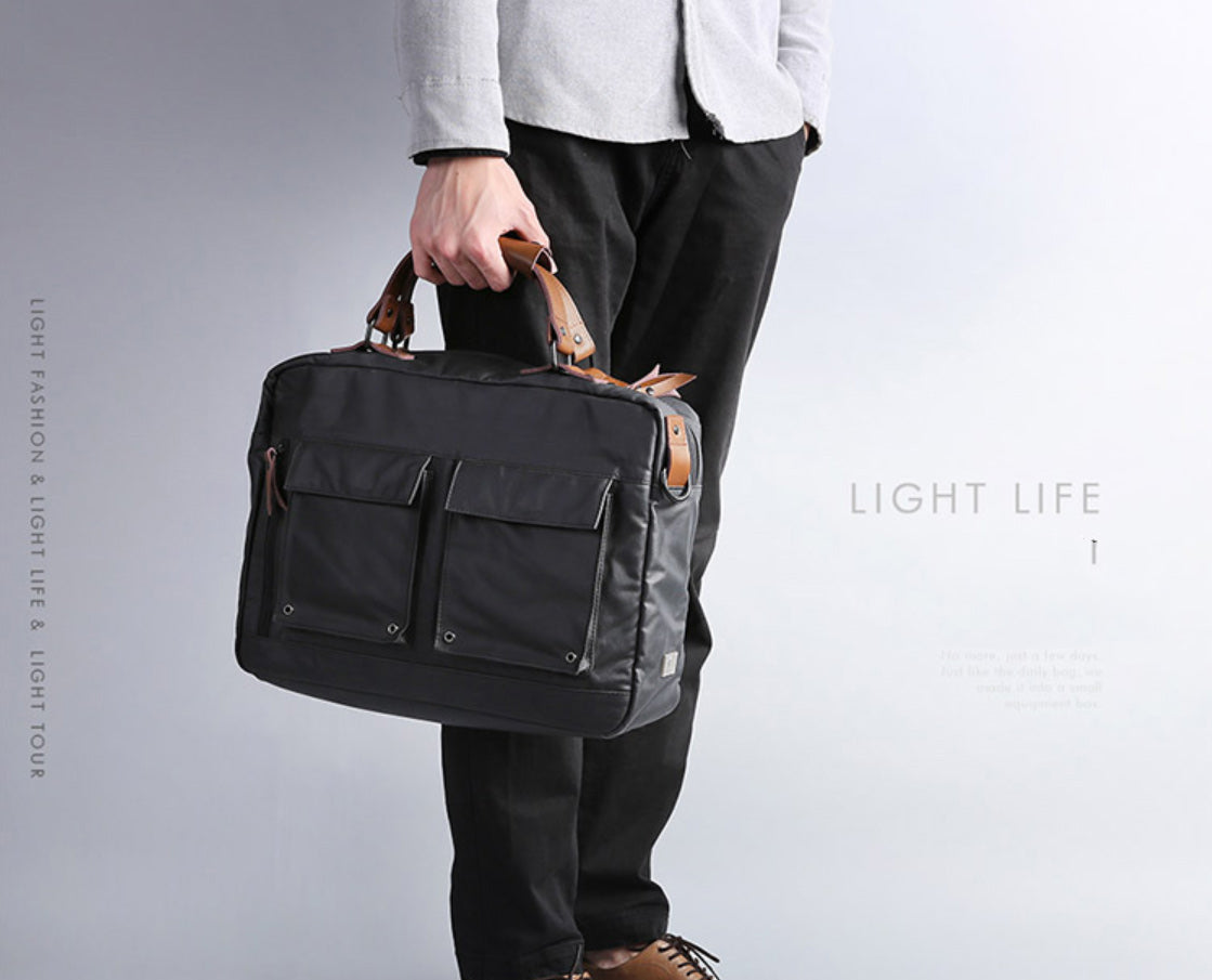 Fashion PVC Canvas Men's Khaki Large Handbag Briefcase Business Laptop Business For Men