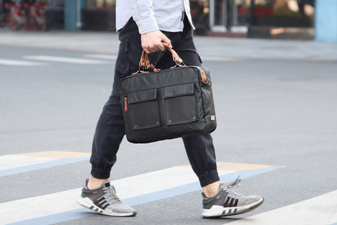 Fashion PVC Canvas Men's Khaki Large Handbag Briefcase Business Laptop Business For Men