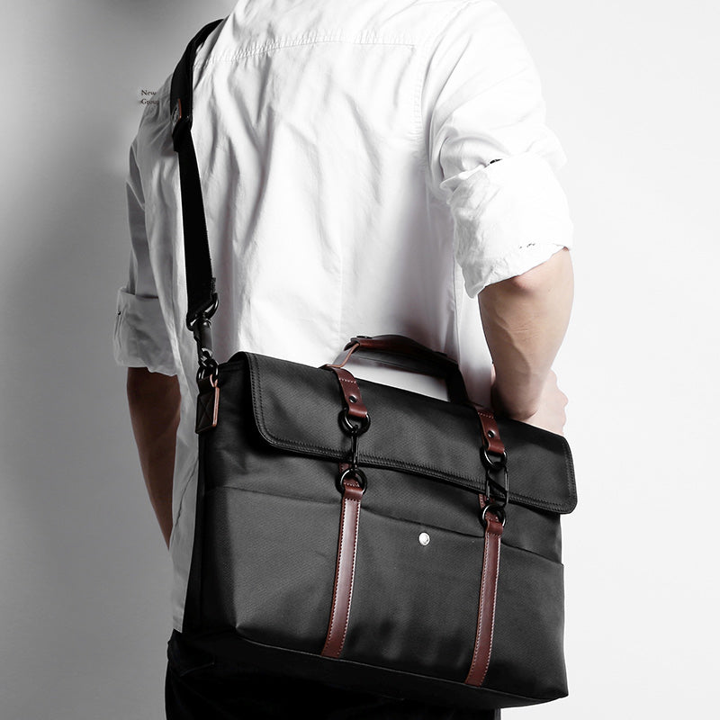 Fashion Nylon Cloth Men's Black Business Briefcase Shoulder Bag Computer Handbag For Men