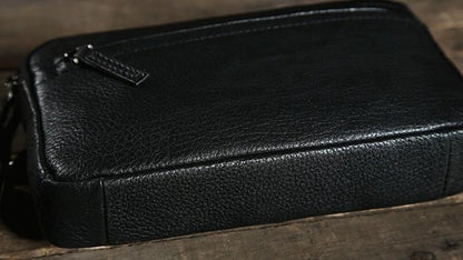 Genuine Leather Mens Clutch Cool Wallet Zipper Clutch Wristlet Bag Wallet for Men