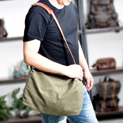 Khaki Canvas Gym Side Bag Messenger Bag Mens Cycling Khaki Canvas Messenger Bag For Men