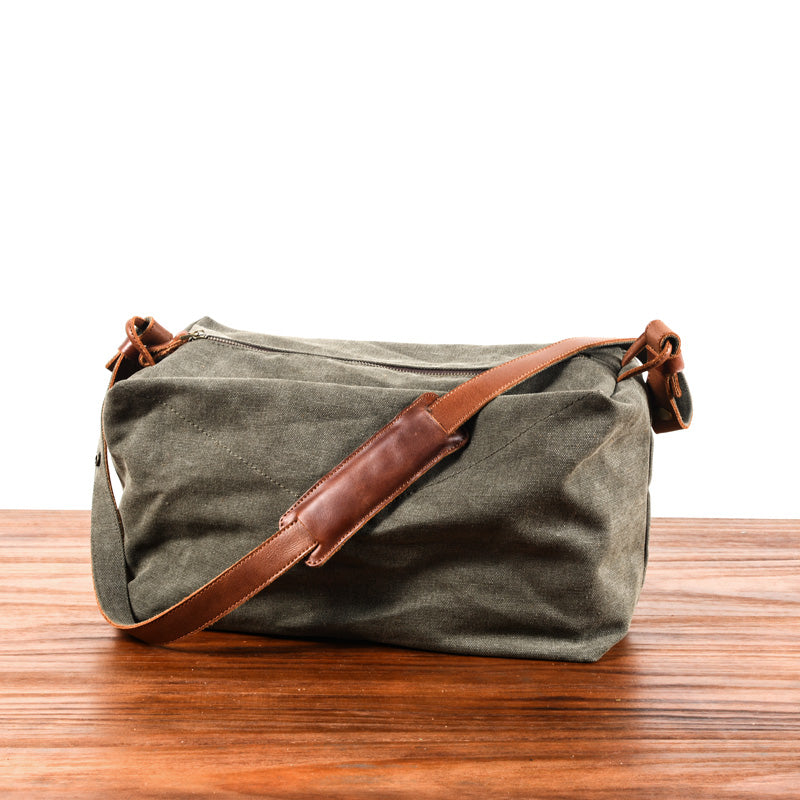 Gray Canvas Gym Side Bag Messenger Bag Mens Cycling Gray Canvas Messenger Bag For Men