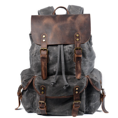 Gray Canvas Travel Backpack Waxed Canvas Mens Gray School Laptop Backpack Hiking Backpack For Men