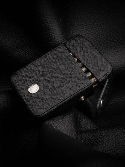 Classic Black Leather Mens 20pcs Cigarette Holder Cases Gray Cigarette Case for Men