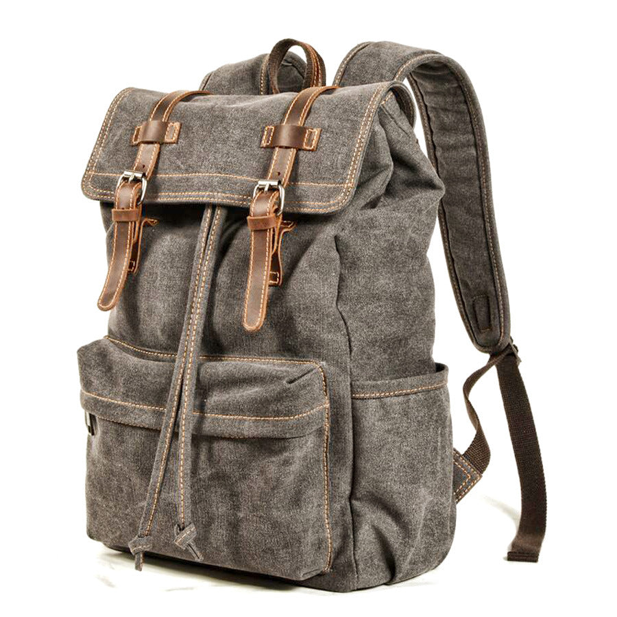 Gray Washed Canvas Satchel Backpack Canvas Mens School Backpack Hiking Backpack For Men