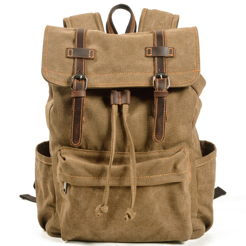 Gray Washed Canvas Satchel Backpack Canvas Mens School Backpack Hiking Backpack For Men