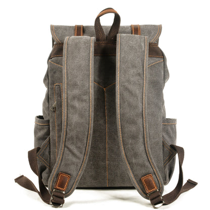 Gray Washed Canvas Satchel Backpack Canvas Mens School Backpack Hiking Backpack For Men