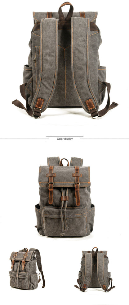 Gray Washed Canvas Satchel Backpack Canvas Mens School Backpack Hiking Backpack For Men