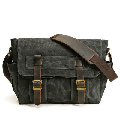 Gray Waxed Canvas SLR Camera Messenger Bag Mens Cycling Gray Camera Messenger Bag For Men